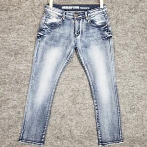 Redemption Premium Style‎ Jeans Mens 32x29 Blue Denim Slim Fit Stretch Skater